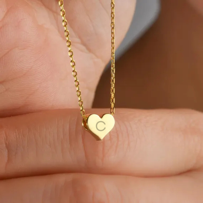 Personalized Initial 14K Gold Plated Heart Necklace