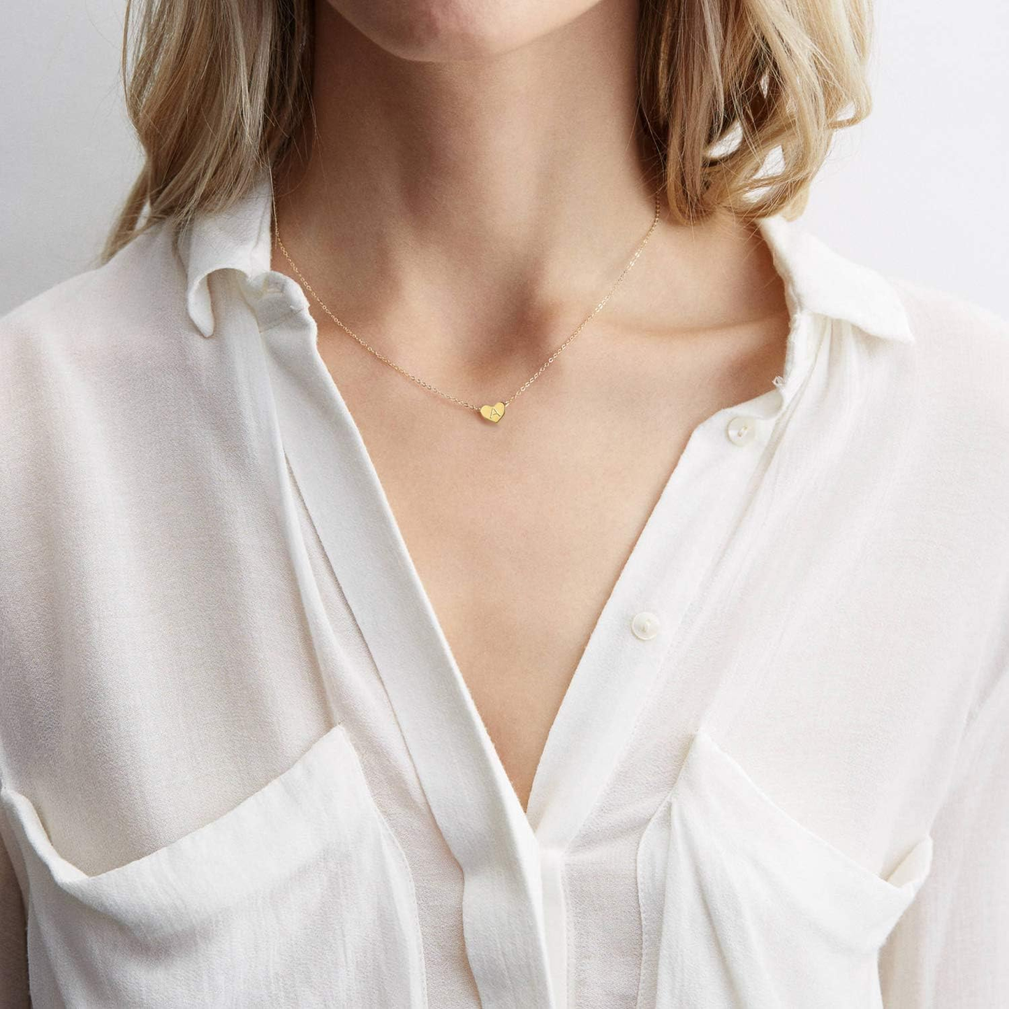 Personalized Initial 14K Gold Plated Heart Necklace