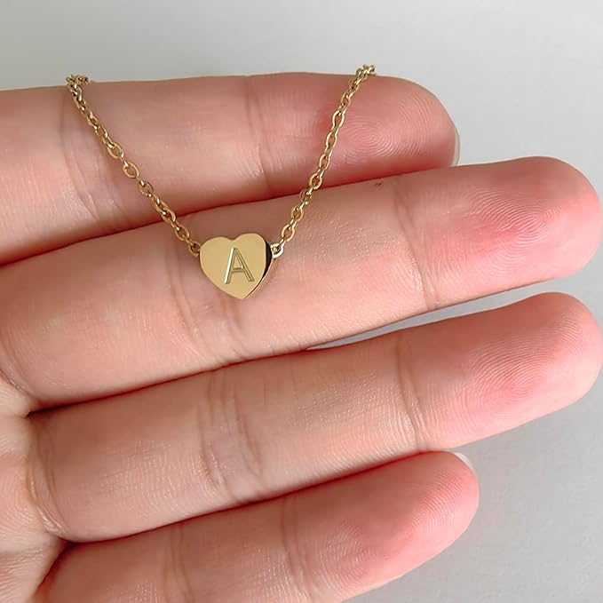 Personalized Initial 14K Gold Plated Heart Necklace